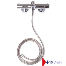 METLEX Thermostatic Bath Shower Mixer Square Bar Wall Mounted Chrome Set