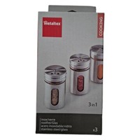 Metaltex GewüRzgläSer 3Er Set GewüRzstreuer, 100Ml, Edelstahl, Glas