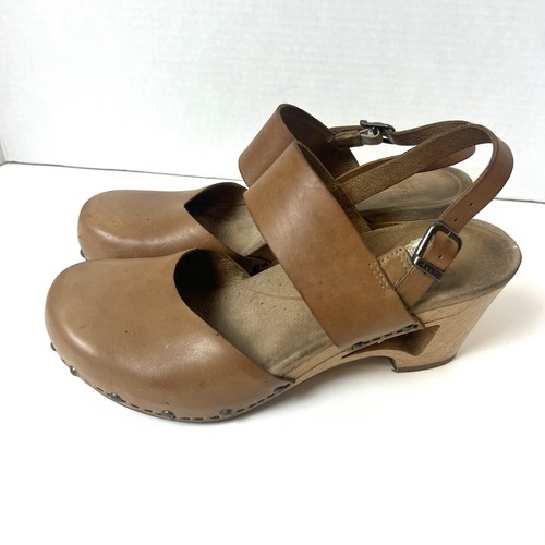 DANSKO Thea Dress Up Comfort Clog Ankle Strap 39 8.5 Brown Tan Leather Boho Chic