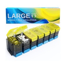 Extra Large Pill Organizer 2 Times a Day   XL Pill Box 7 Day with B... Fas