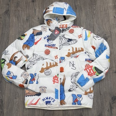 Nike Puffer Jacket Size Medium Mens White Storm Fit Bold School Primaloft $220