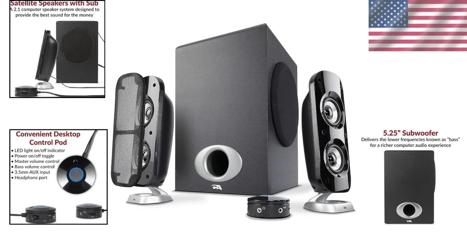 Compact Subwoofer Speaker Set, 80W Peak Power - Image 2 of 4