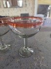 4  Mexican  Margarita or Sangria  Red & Orange Rim Hand Blown Glasses stemmed — photo 2