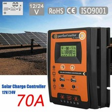 Dual USB Solar Charger Controller 12/24V 70A Regulator Panel Battery