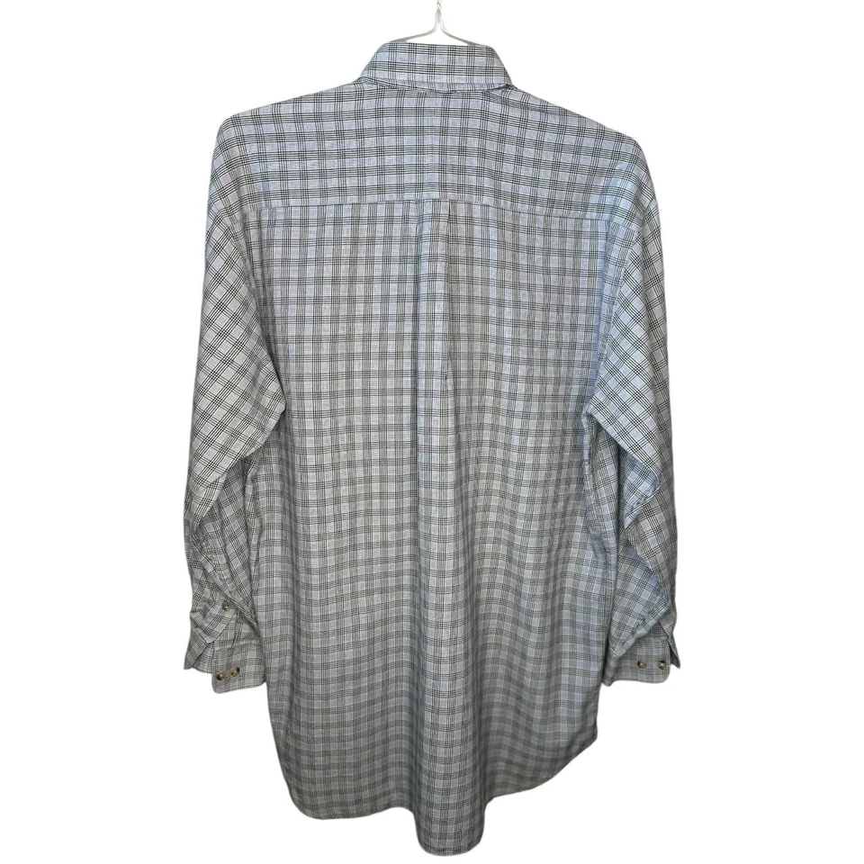 Camisa de vestir Chase & Co para hombre M azul a cuadros manga larga con botones Foto 3 de 4