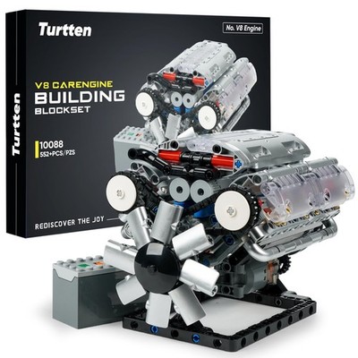 DIY Mini V8 Engine Model Kit - Functional STEM Building Set for Teens & Adults,