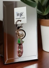 “Peas In A Pod” Pearls, Pink & Green Keychain With Gold Hardware