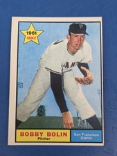 1961 Topps Rookie #449 Bobby Bolin San Francisco Giants BASEBALL Card I1. rookie card picture