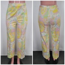 Vintage Women's 70's Floral Pastel Disco Go-Go Pants Size 10 Medium Made USA