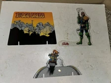 3 Vintage 1993 Bally Judge Dredd Pinball Machine Promotional Colorful Parts