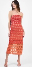 Sam Edelman Women's Dotted Lace Strapless MIDI Dress - Kaw Merlot, Size-10