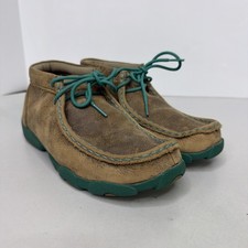 Twisted X Youth Brown Bomber/teal Mocs YDM0017 Size 5M Pre Owned