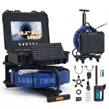 10" Self-Leveling Sewer Inspection Camera 165 ft/50m Cable Keyboard Locator IP68