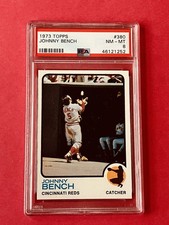 1973 Topps #380 JOHNNY BENCH (HOF) PSA 8 NM/MT  Cincinnati REDS - Tough!