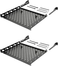 1U Rack Shelf 19 inch Rack Shelf 14 inch Depth Rack Mount Shelf with Anti-Slip