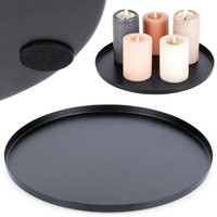 Dekoplatte KerzenstäNder Kerzenplatte Kerzenuntersetzer Aus Metall Schwarz 30 Cm