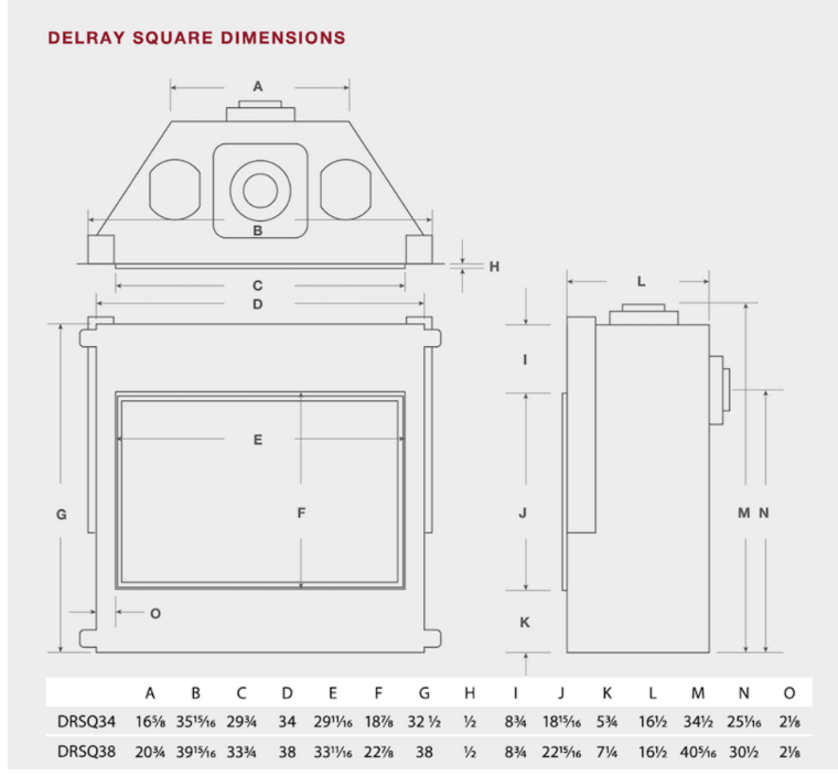Montigo 34" DelRay Square Full Load Direct Vent Fireplace, NG, DRSQ34NI ...