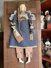 primitive handmade folk art cloth doll Lady Liberty hanging angel by Lee Ayeotto