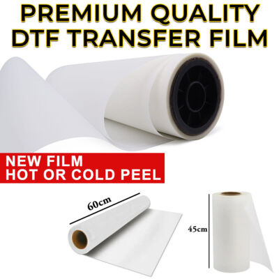 PREMIUM DTF Wärmeübertragung PET Filmrolle 45cm 60cm glänzend matt heiß oder kalt schälen