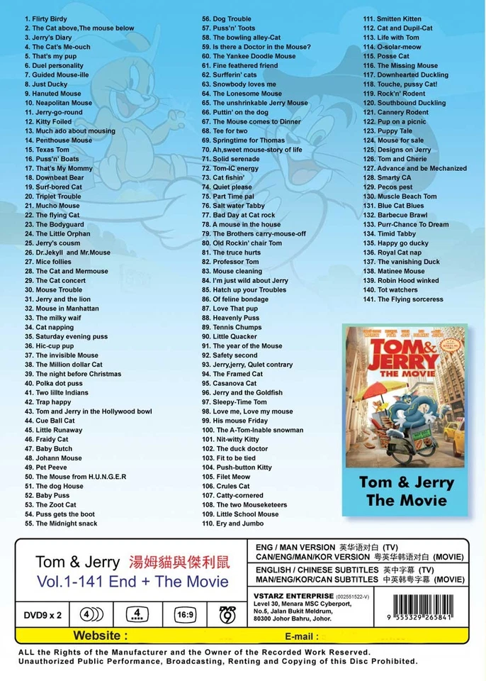 Tom And Jerry 141 Classic TV Episodes + The Movie Animation DVD English Version - Image 3 of 4