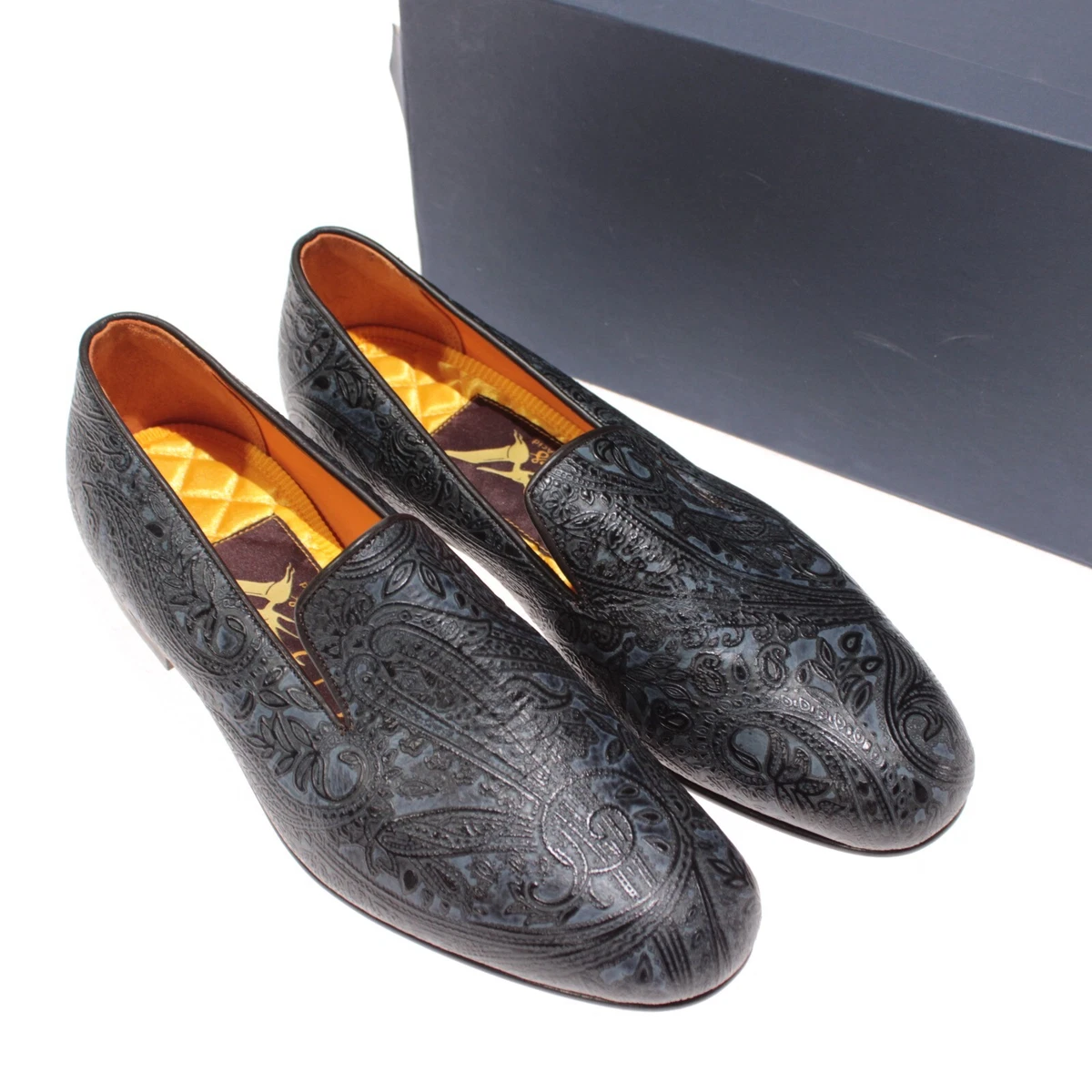 Tallia Enrico Mens Paisley Dress Loafers Size 9.5M Black Shoes Paisley Black Dress Shoes for Men for sale | eBay main image 2