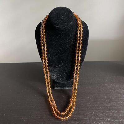 LONG VTG Antique Chinese Honey Amber Peking Glass Bead