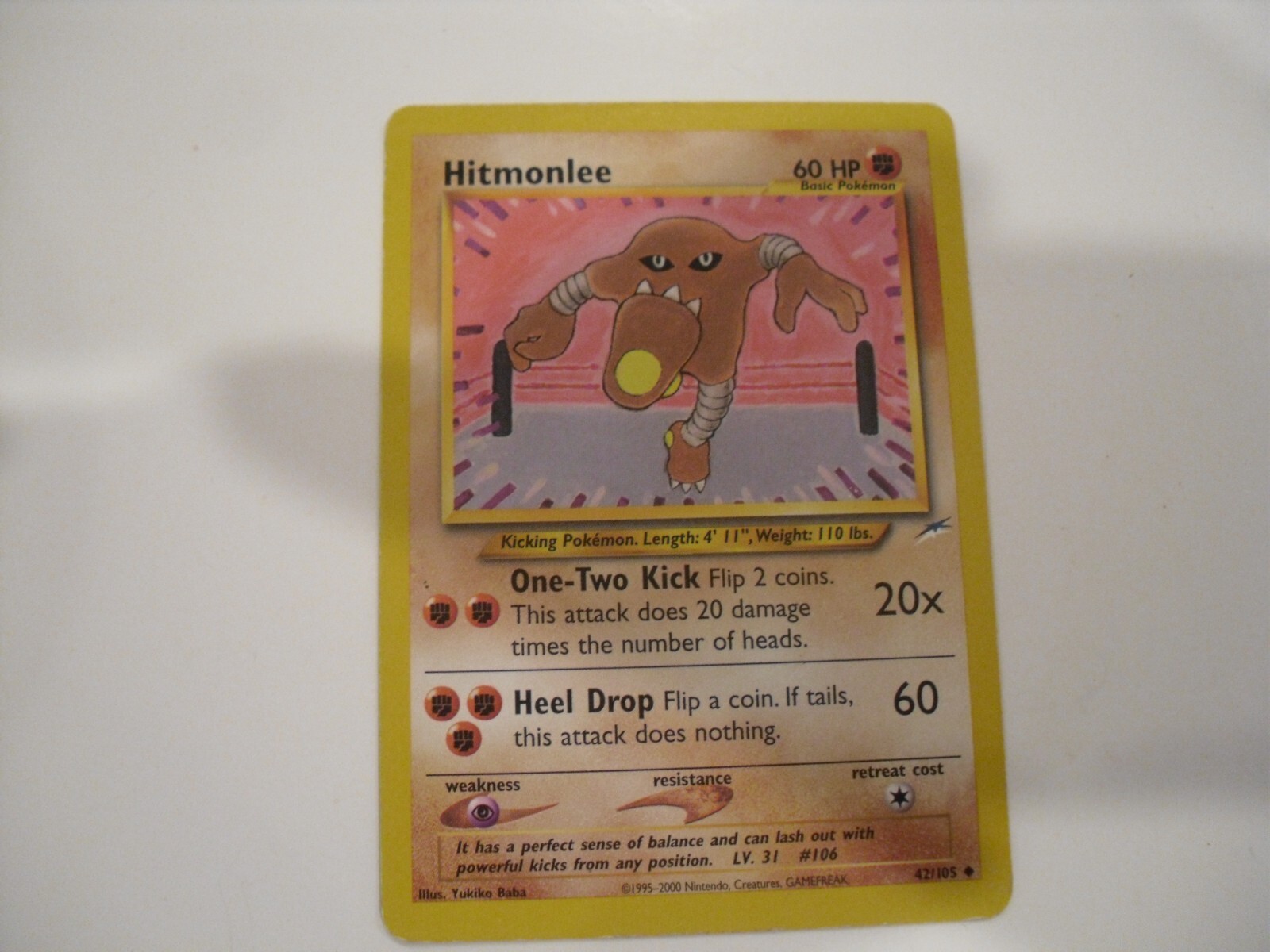 Pokemon Card - Hitmonlee Unlimited Neo Destiny 42/105 Uncommon      BB