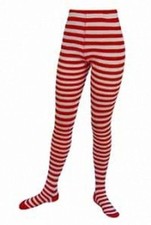 Ringel Strumpfhose Fasching Damen Baumwolle rotweiß geringelt Gr. 38-40 2301191