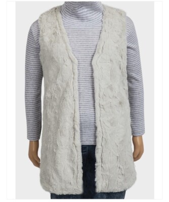 Mädchen neu ohne Etikett Yigga cremefarbene Fellweste Bodywarmer Alter 9-10