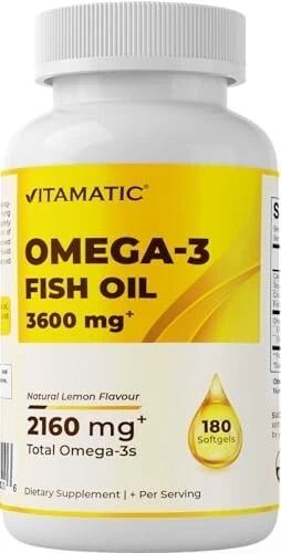 Vitamatic Triple Strength Omega 3 Fish Oil 3600mg Per Serving, 2160mg Omega 3 Fa - Picture 1 of 7