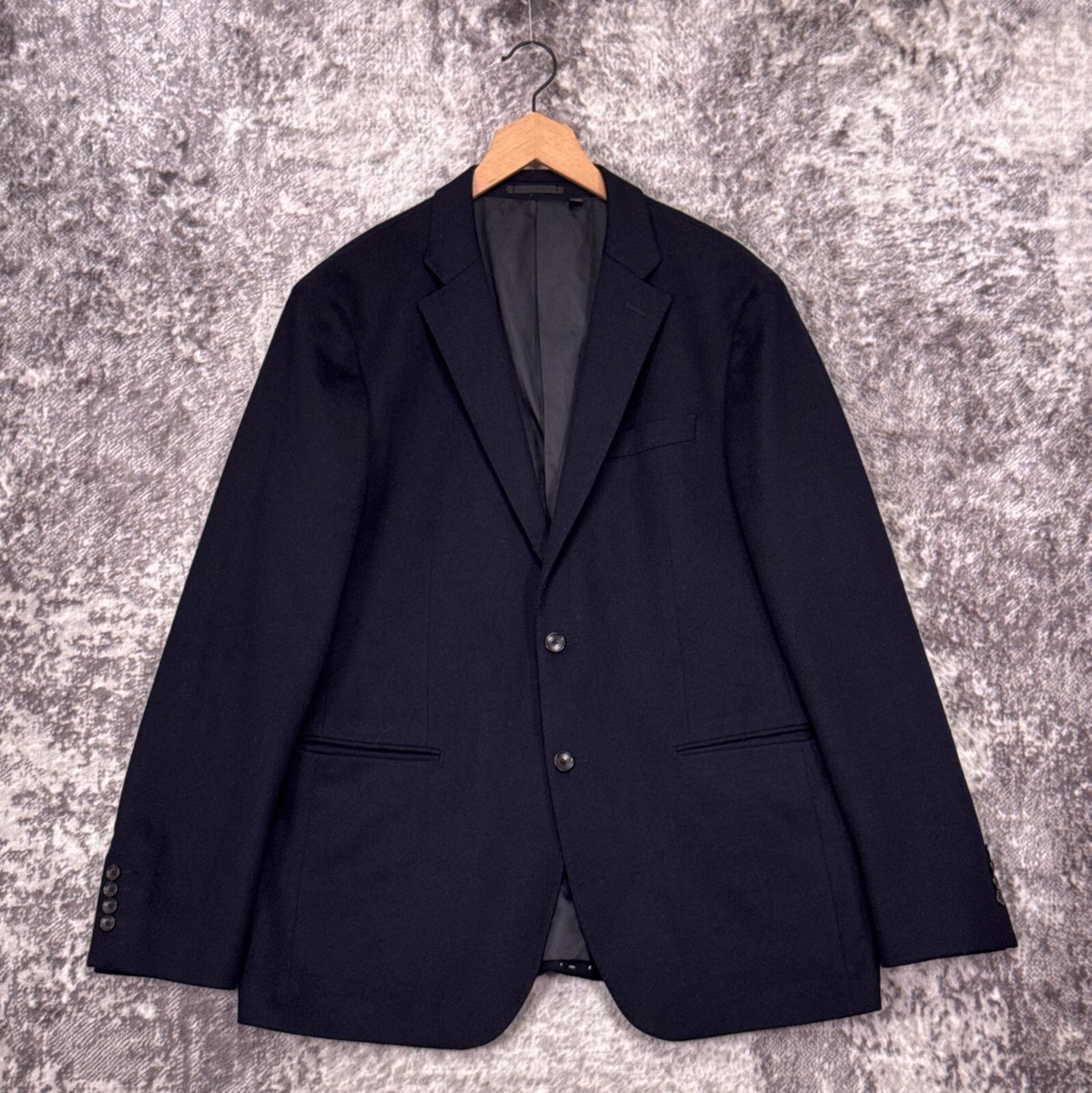 Uniqlo Jacket XL Mens Navy Blue Wool Cashmere Blazer Sport Coat