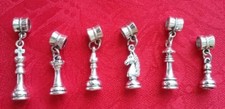 ANTIQUE SILVER CHESS CHARM - KING - KNIGHT - QUEEN - PAWN - BISHOP - ROOK