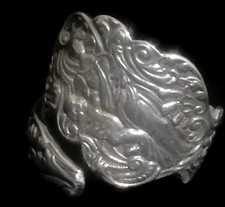 Vintage Angel Cupid Eros Venus Sterling Silver Spoon Valentine Ring Size 9 Thumb