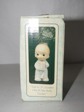 ENESCO PRECIOUS MOMENTS "YOU'RE NUMBER ONE TEACHER" PORCELAIN HANGING ORNAMENT