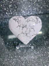 SALE x1 Howite Crystal Heart With Stand Healing Energy Gemstone 65.5g|5cm