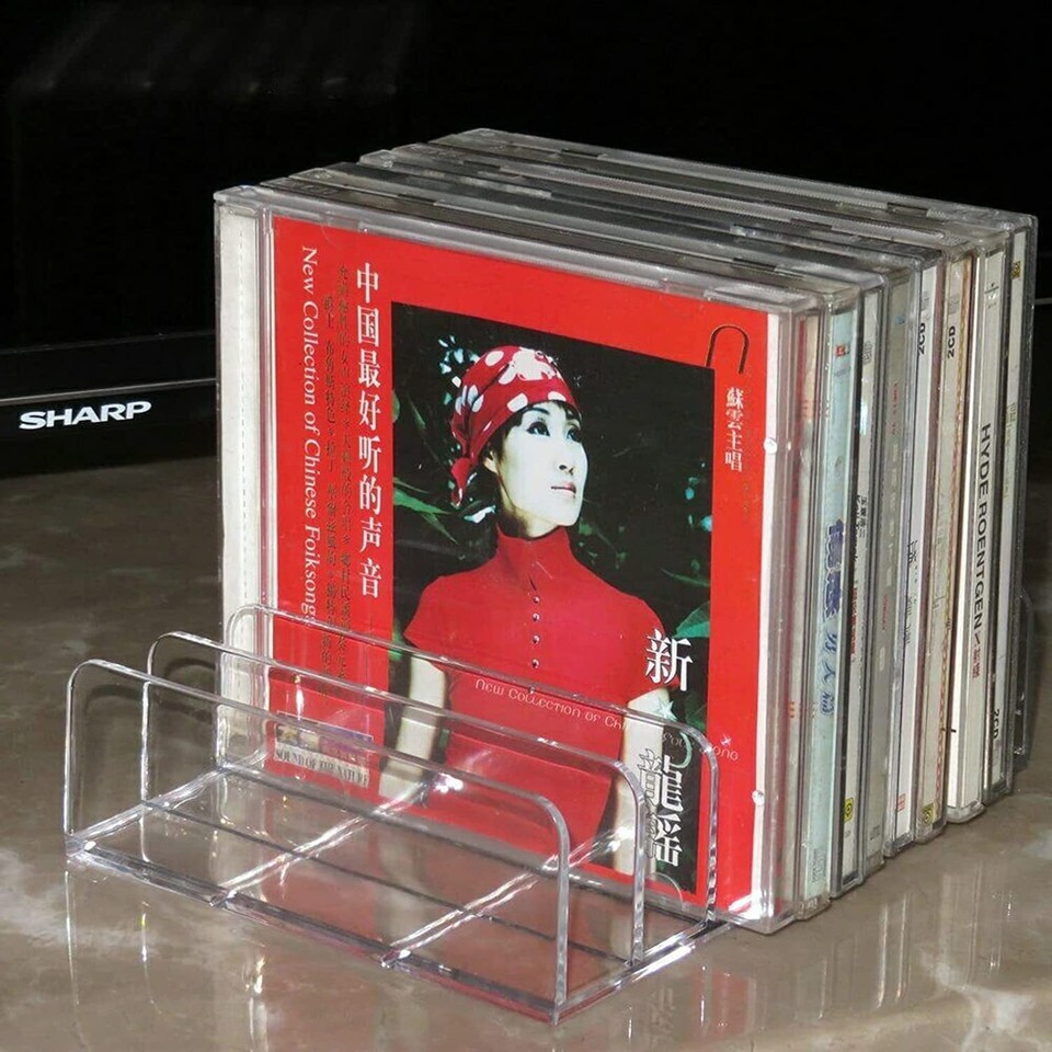 Tabletop CD DVD Display Rack Acrylic Holder Storage Box Media Shelf ...