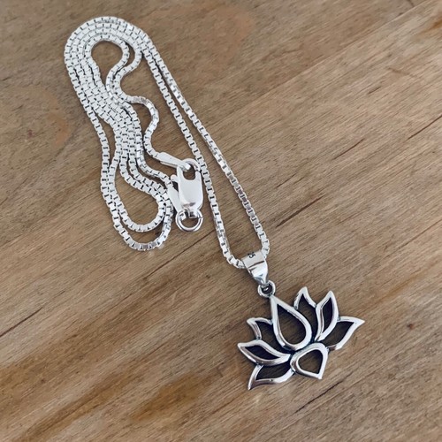 Sterling Silver Lotus Necklace, Boho 
