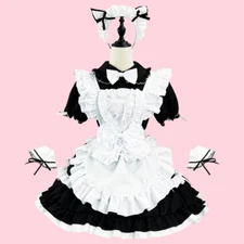 Hot Mens Plus Size Luxury Lolita Maid Dress Uniform Cosplay Coffee Costume Party