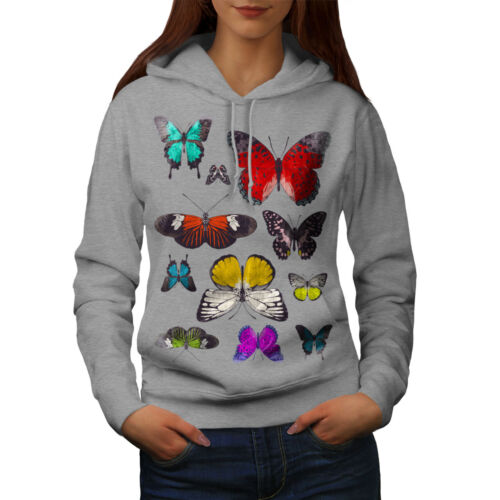 Wellcoda Butterfly Collection Womens Hoodie, Color Casual Hooded Sweatshirt - Picture 1 of 14