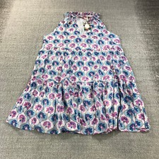 New Oliphant Dress Womens Large 1148V Sleeveless Tiered Tie Neck Pink Blue Purpl