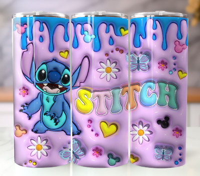 3D Stitch 20oz Insulated Tumbler with Straw - Stainless Steel Mug