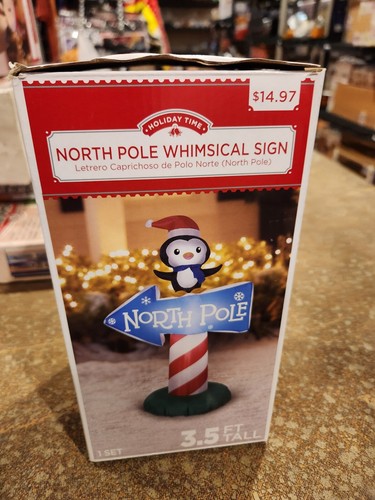 Gemmy 3.5' Airblown North Pole Whimsical Christmas Sign Inflatable - Picture 2 of 4
