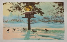 RARE! WILLIAM NELSON 1960s BIRDHOUSE SCREEN PRINT ON FABRIC 37 1/2" BY 32 1/2"