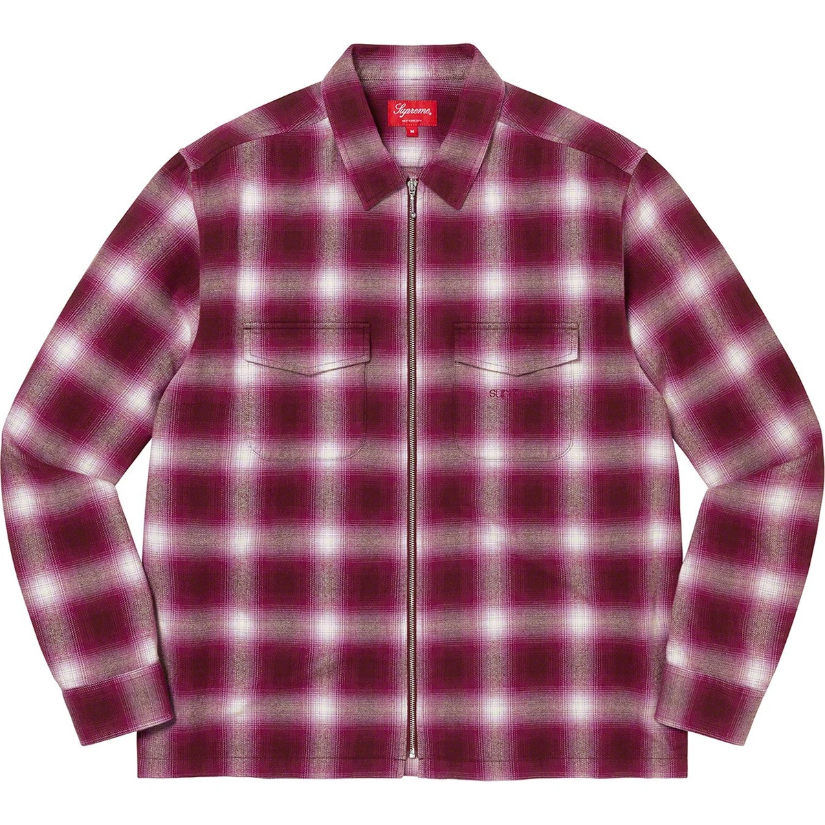 Supreme Shadow Plaid Flannel Zip Up Shirt
