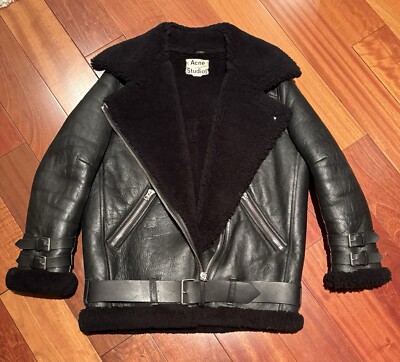 Acne Studios Velocite Shearling Moto Jacket - Black FR 36 | eBay