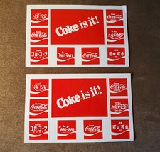 Coca-Cola Advertisement Sticker Sheets 2  in Nine Different Languages 1985 Rare