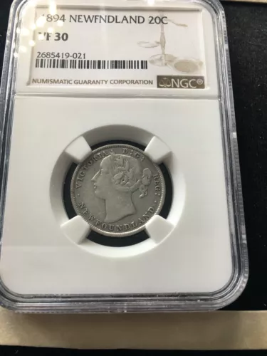 1894  NGC Graded Newfoundland, Silver ¢20 Cent, **VF-30** #021