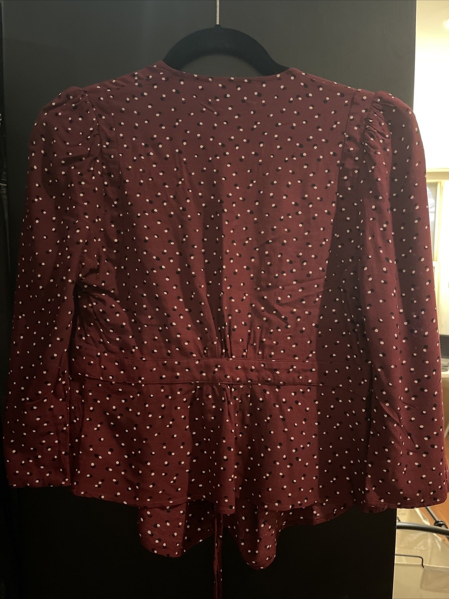 rouge wrap top burgundy polka dots sz40 View 5