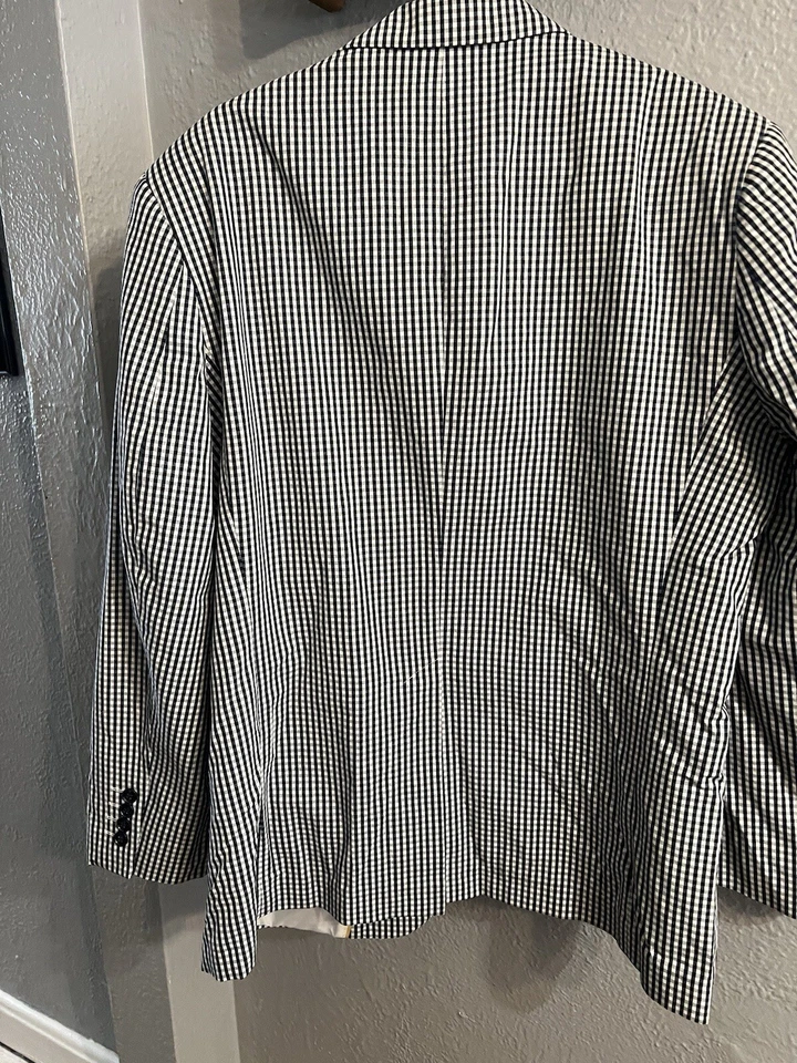 Blazer Abrigo Deportivo Club Room Hombres 46R Azul Marino y Blanco Algodón Guinga Chaqueta Foto 4 de 4