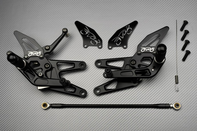 Commandes Reculées Racing AVDB Noires Ajustables pour YAMAHA YZF R6 2005
